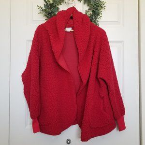 Lularoe Bright Red Hooded Teddy Bear Jacket- Size 10-20
